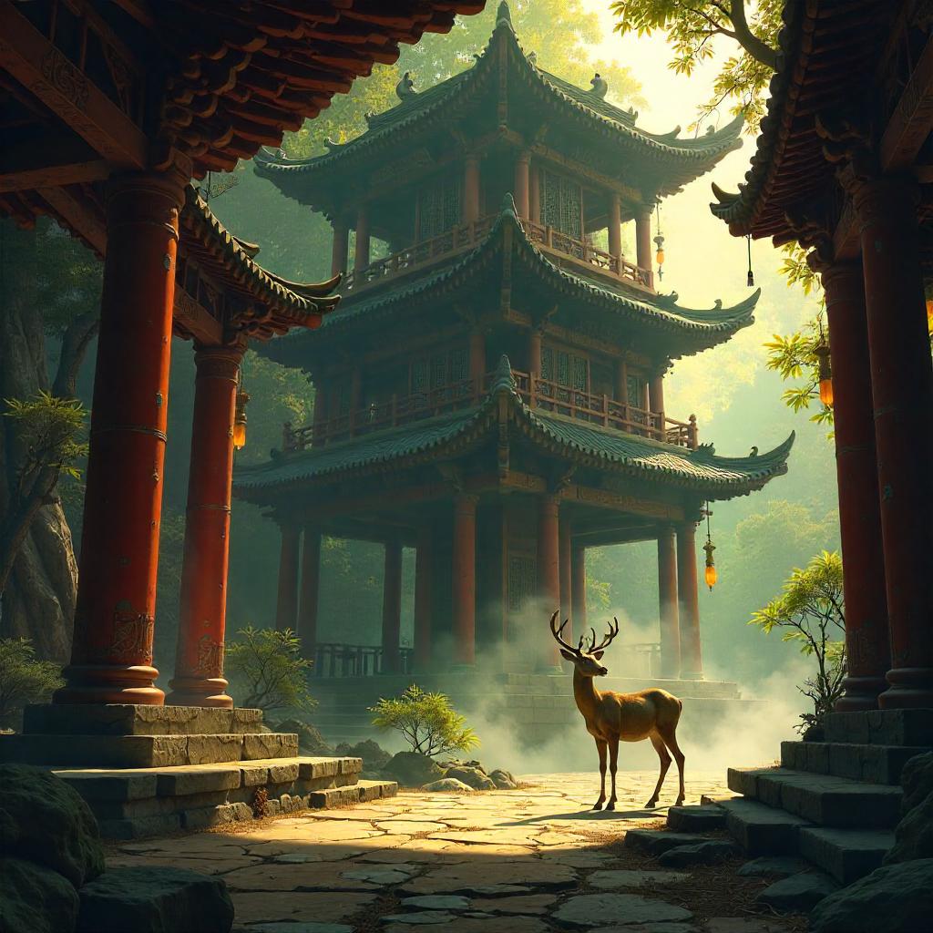 Deer in a Pagoda: Concept Art Scene