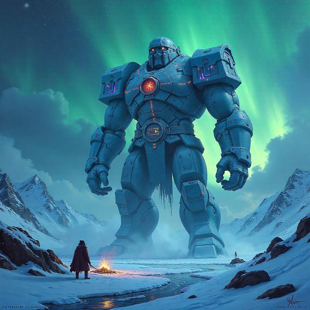 Colossal Titan Under the Northern Lights — Concept Art