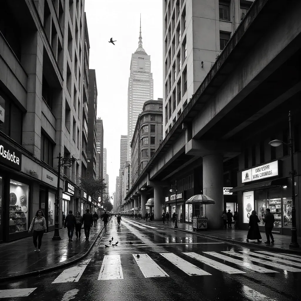 Monochrome Downtown Sao Paulo: Street Architecture