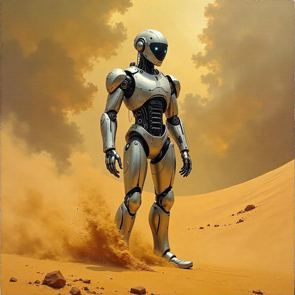 Android in a Sandstorm: An Oil Painting