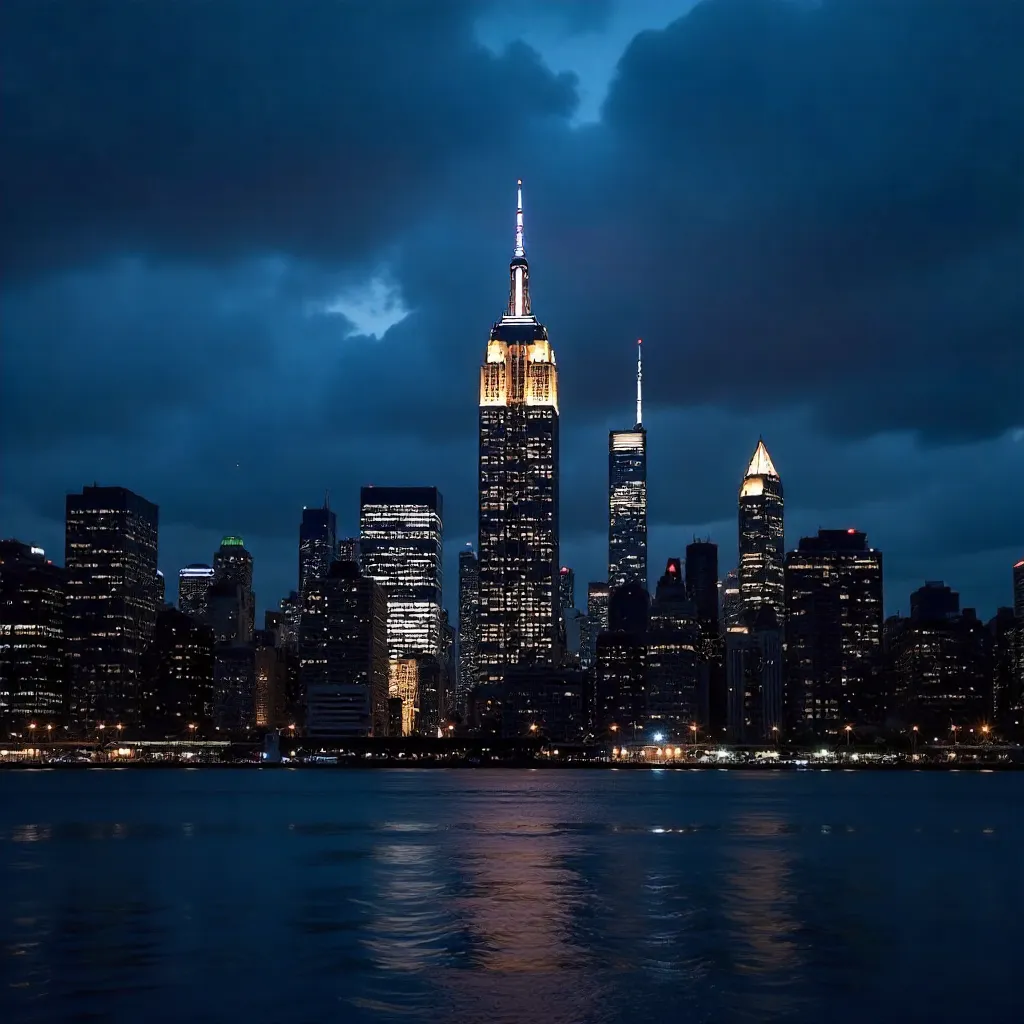 Captivating Night Skyline with the Empire State Building