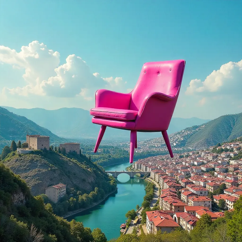Skyward Pink Chair Over Tbilisi