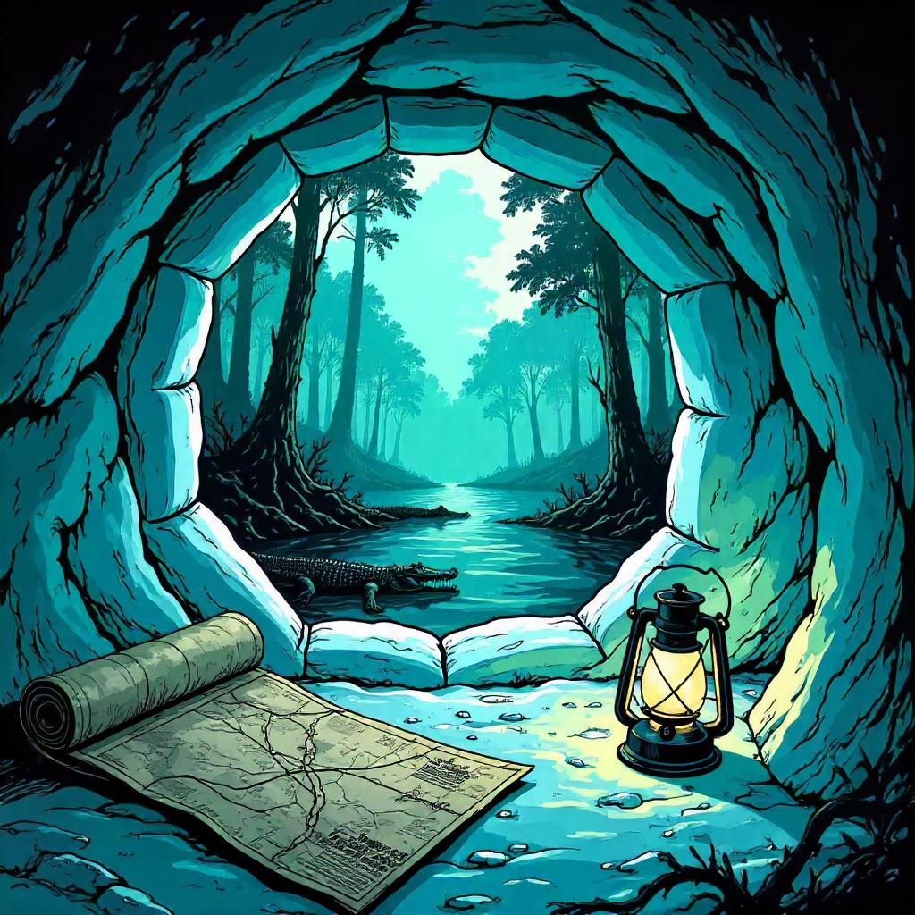 Igloo Inside Swamp: A Comic Book Scene