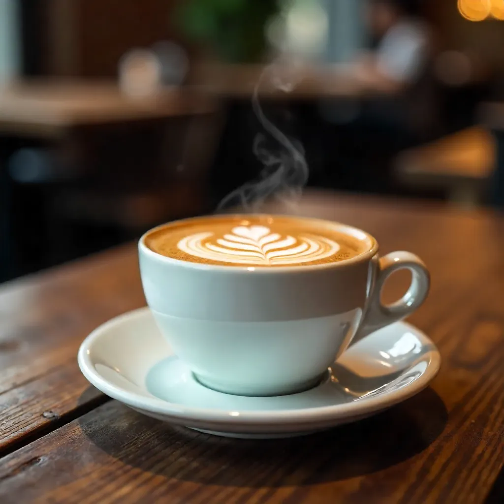 Elegant Cappuccino on Rustic Wood – Warm Latte Art