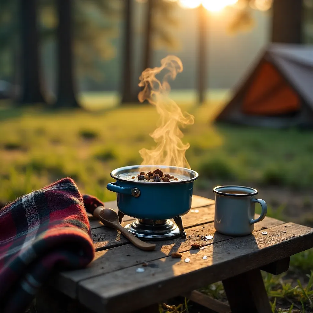 Cozy Camping Breakfast: Oatmeal on a Portable Stove