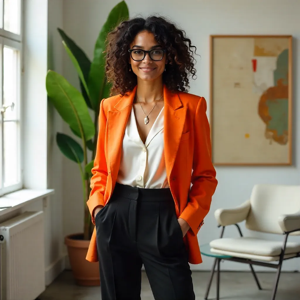 Chic Orange-Blazer in a Modern Loft