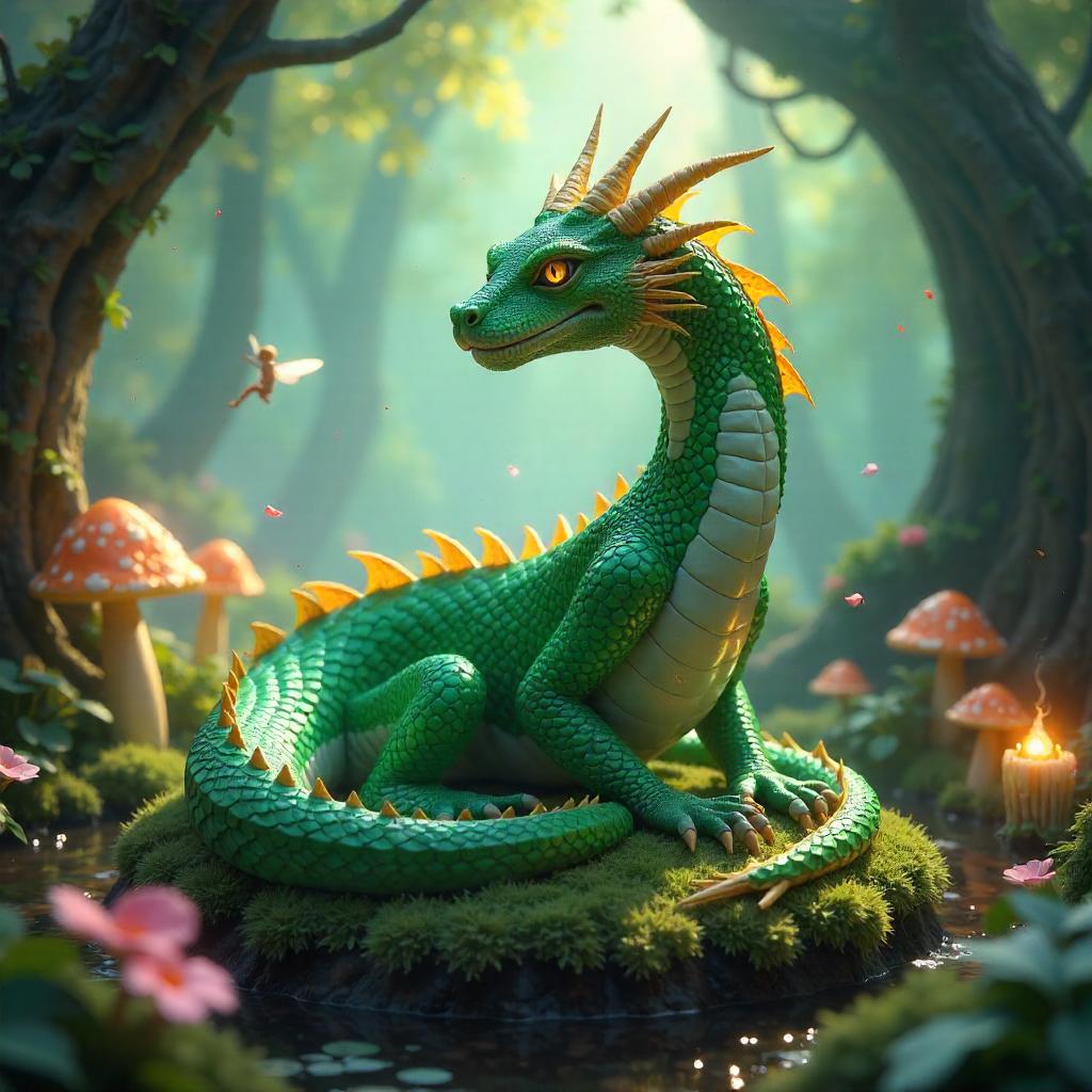 Basilisk in a Fairy Wonderland: 3D Render