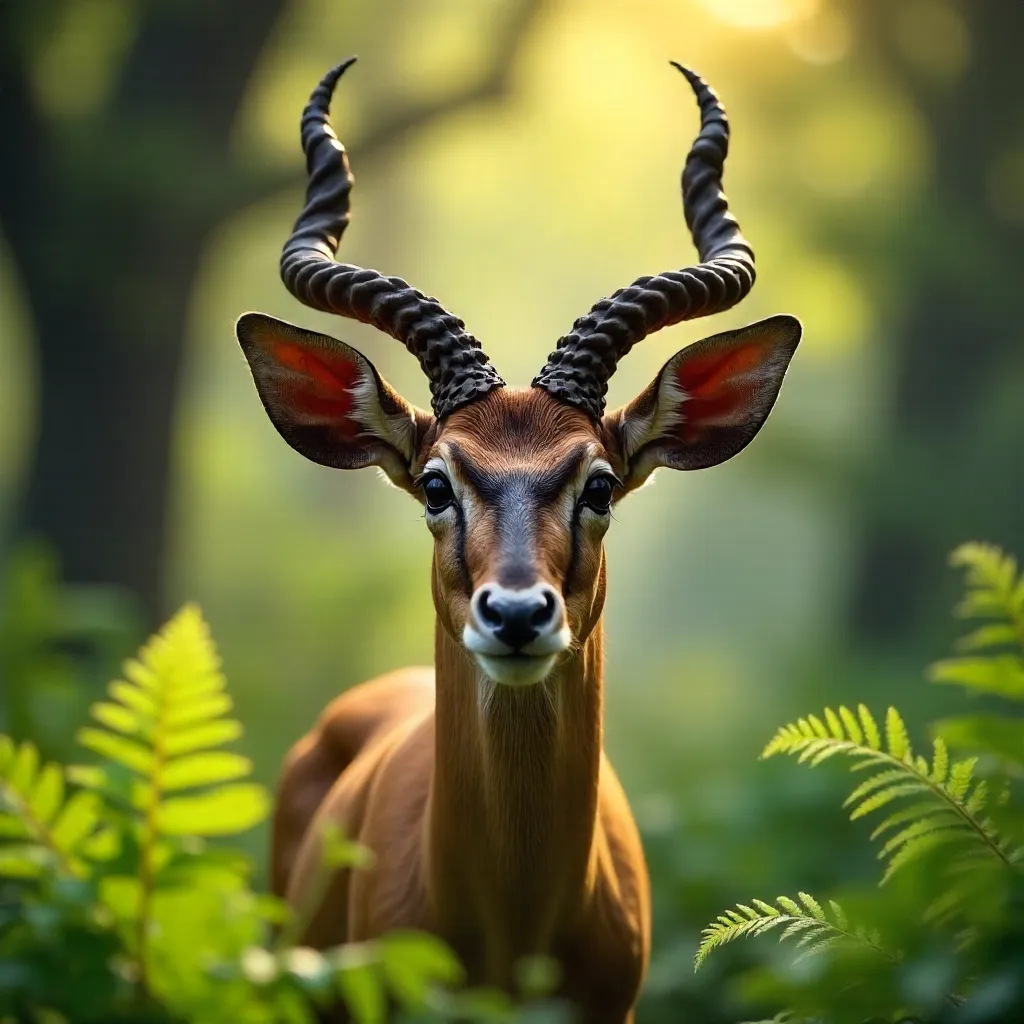 Verdant Gaze of the Striking Horned Antelope