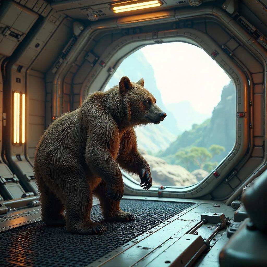 Bear in a Terraforming Station - 3D Render