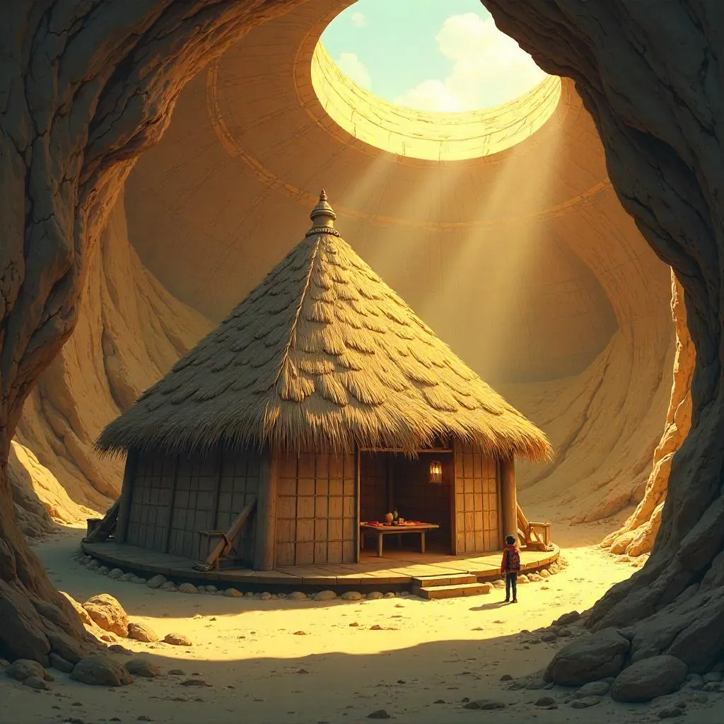 Anime-style Hut Hidden Inside a Pyramid
