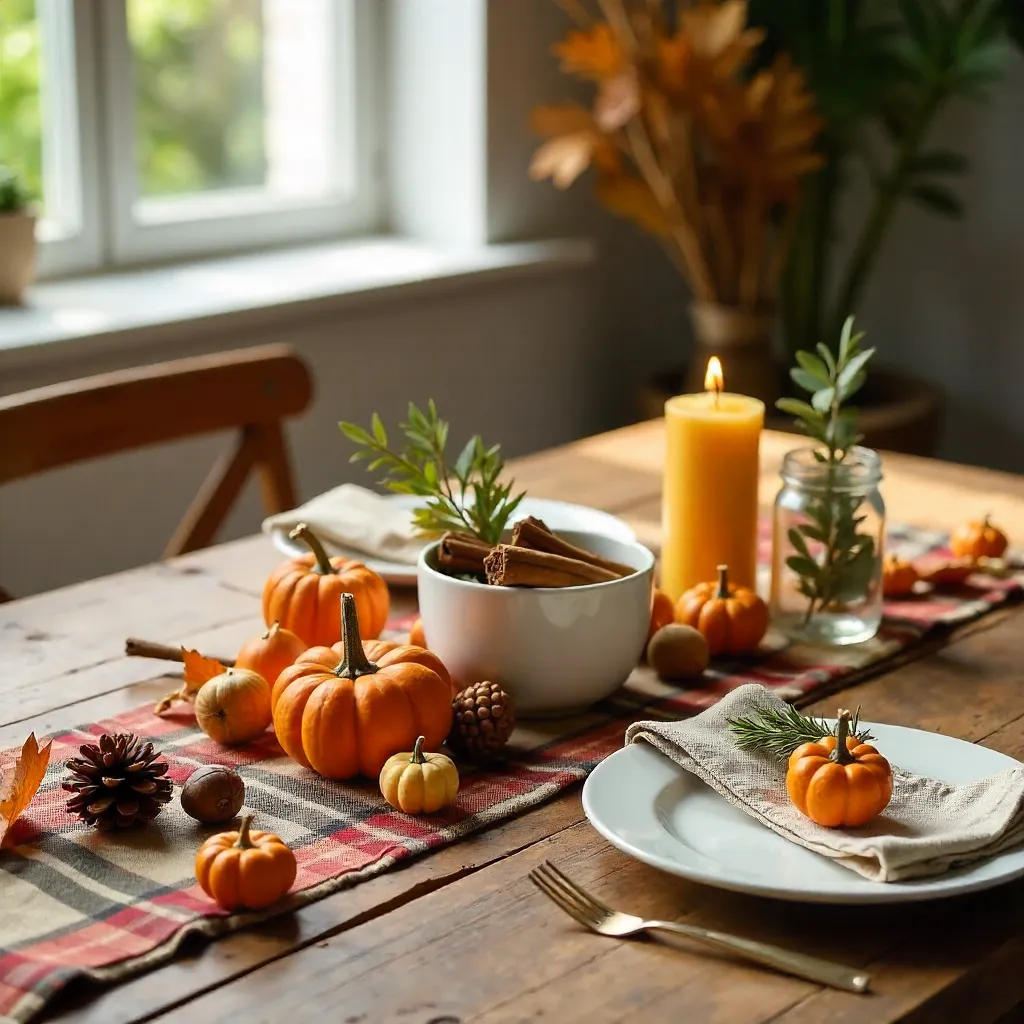 Cozy Autumn Table Decor for Stock Photo