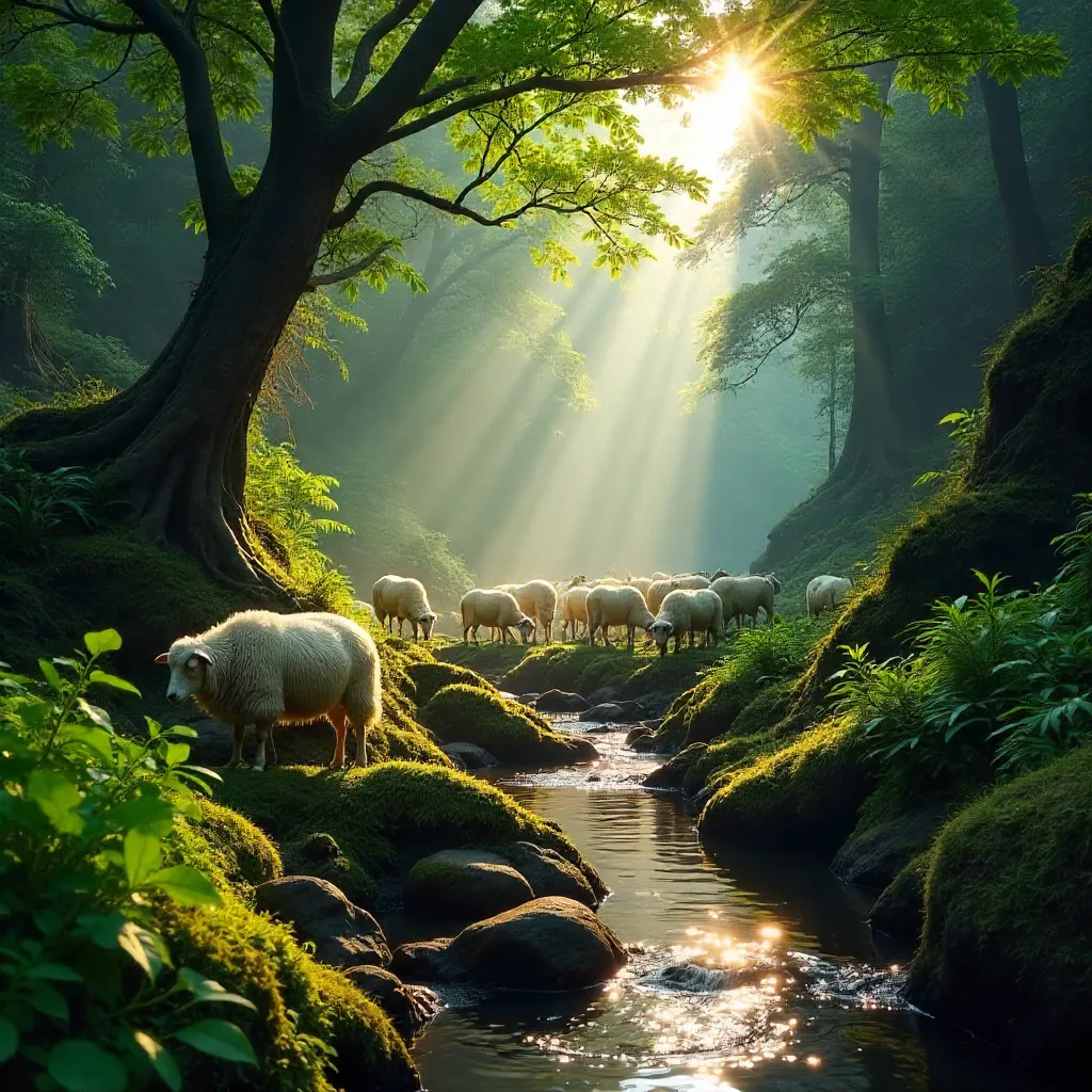 Sheep Grazing in Madeira's Lush Laurel Forest