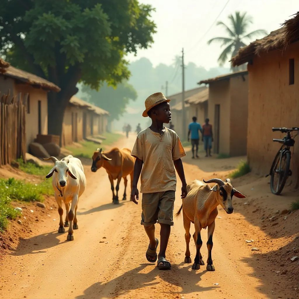 Young Herdsman on a Nigerian Village Road