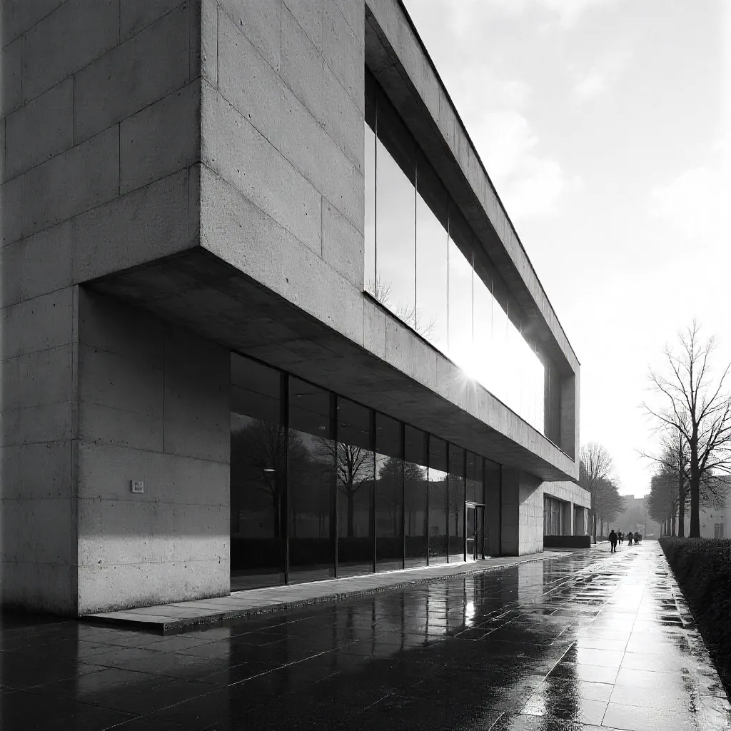 Monochrome Modernist Building in Compiègne