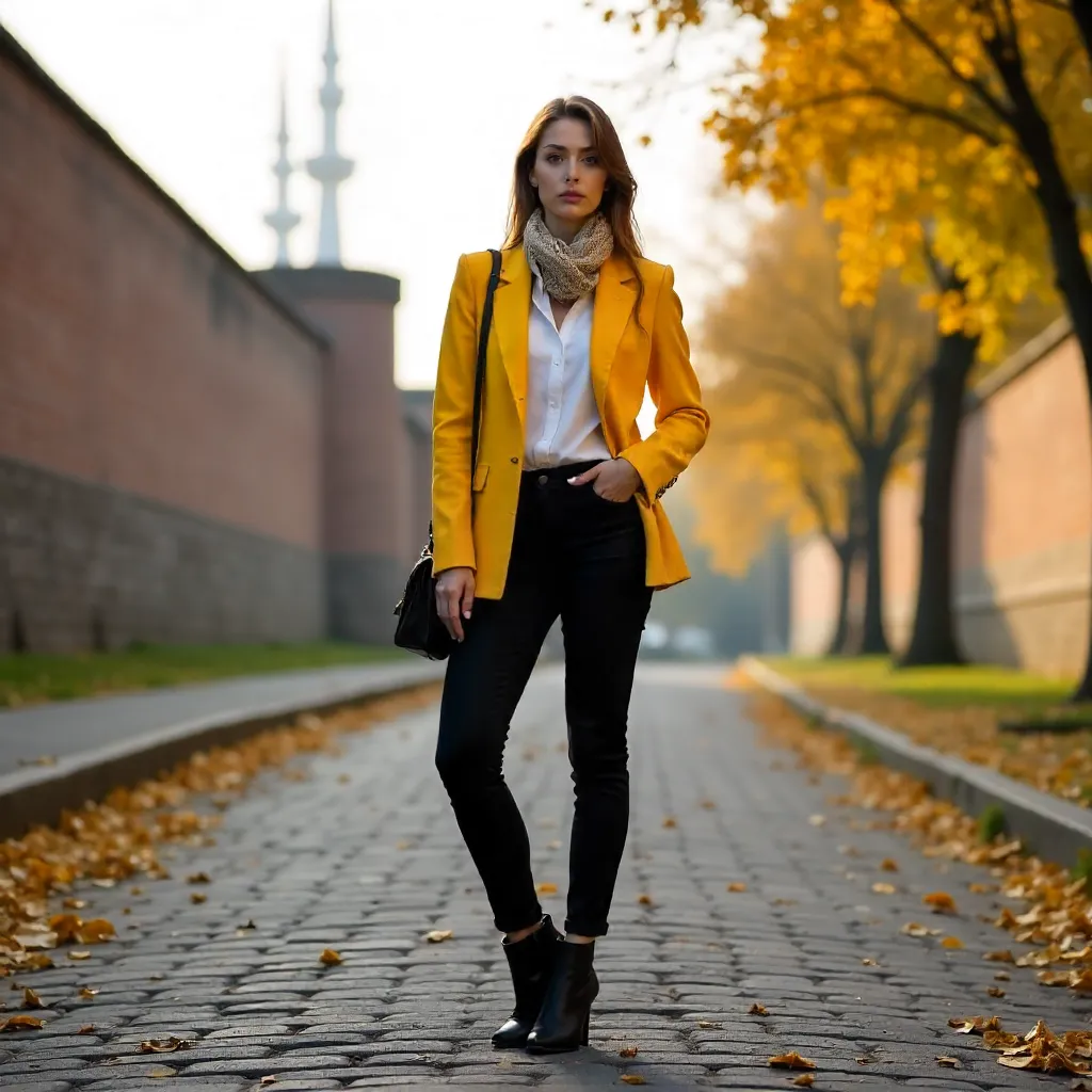 Autumn Chic in Baku: Yellow Jacket