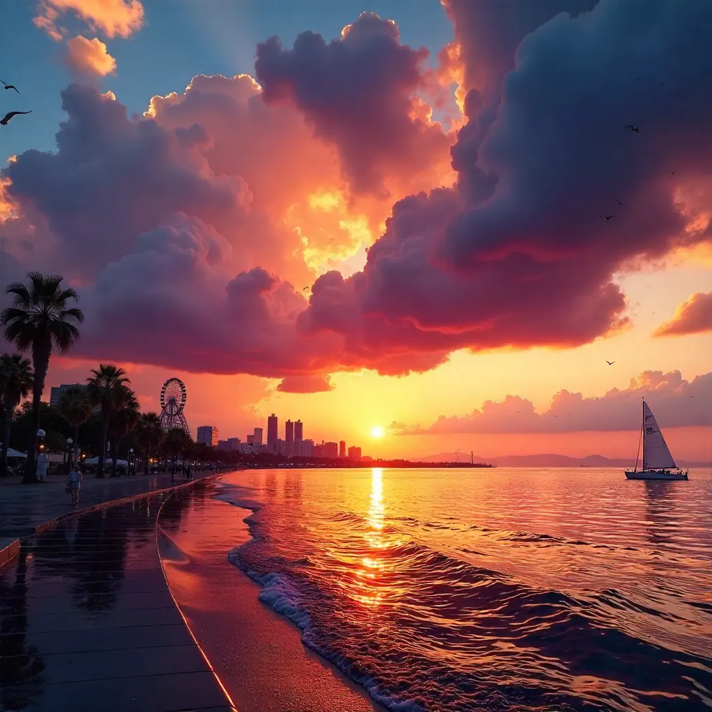 Vibrant Batumi Sunset over the Black Sea