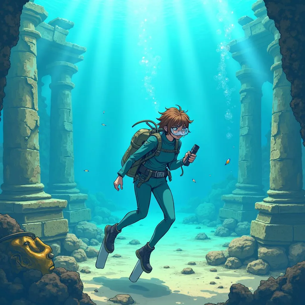 Underwater Anime Archaeologist in the Sunken City