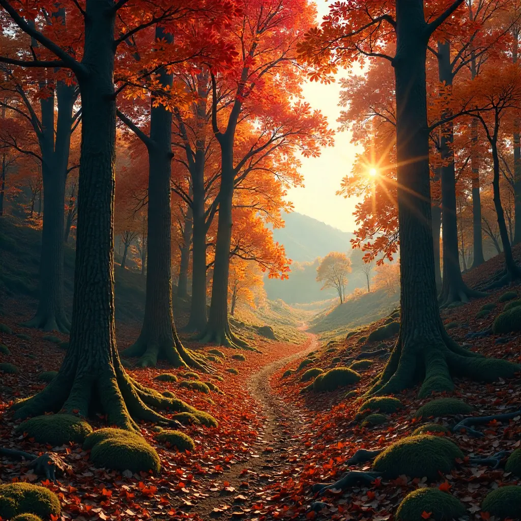 Autumn Giants: Scenic View of a Vibrant Forest