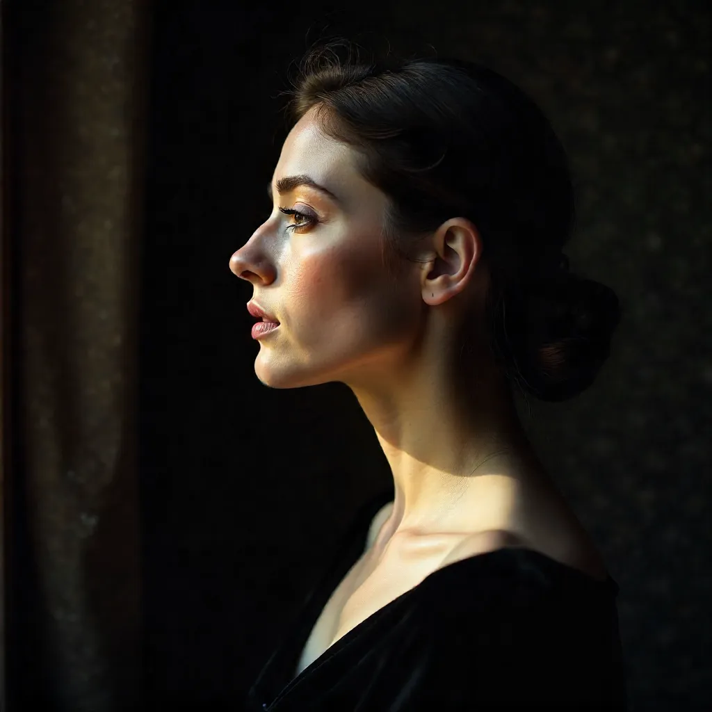 Moody Profile Portrait in Dramatic Light