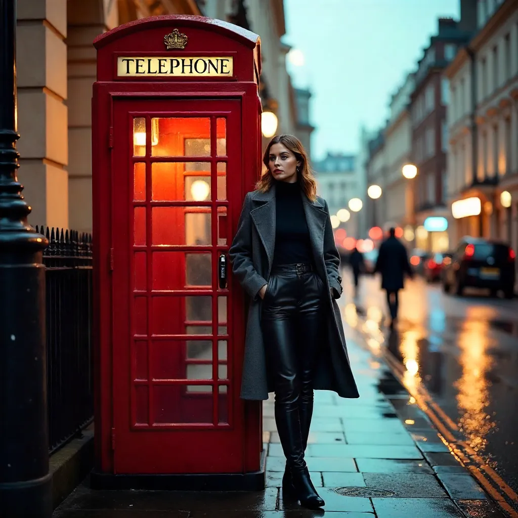 London Style: Model by Red Phone Booth