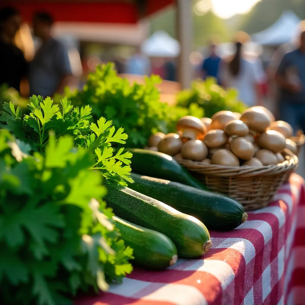 Market Stall: Parsley, Zucchini, and Mushrooms