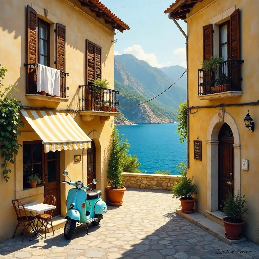 Corsican Vintage Street: Sunlit Stone Alleys