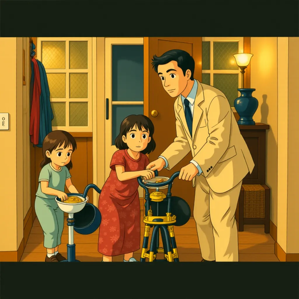 Adam Sandler, Tatum McCann, and Joseph Castanon in Click (2006) - Anime style