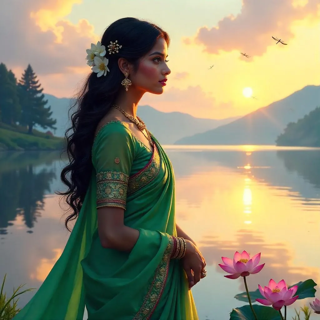 Grace by the Lake: Indian Beauty in Concept Art