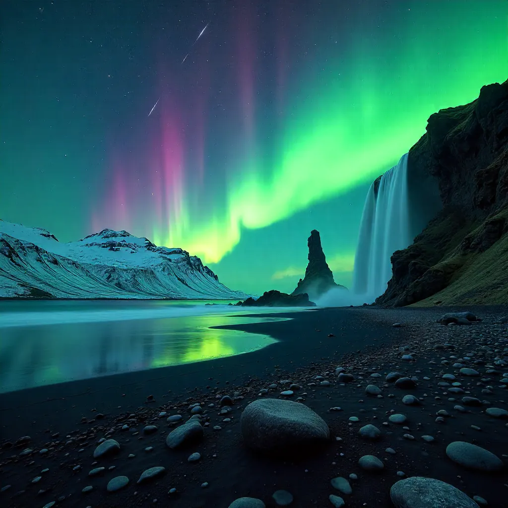 Dancing Aurora Over an Icelandic Night