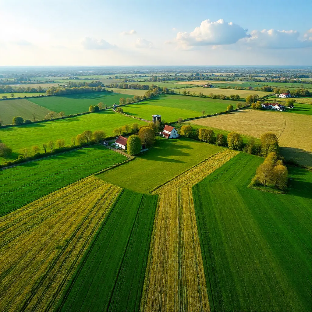 Polish Spring Aerial Striped Farmlands