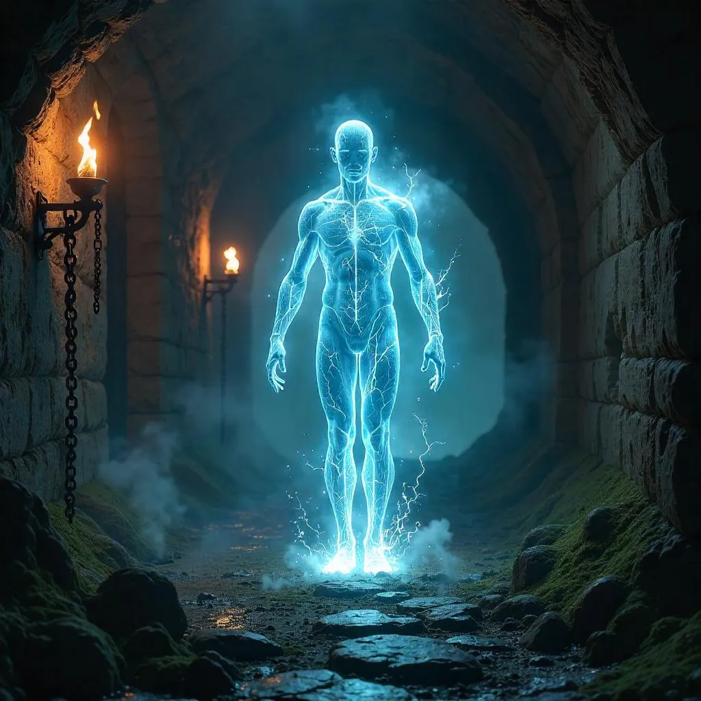 Luminous Wraith in a Damp Dungeon