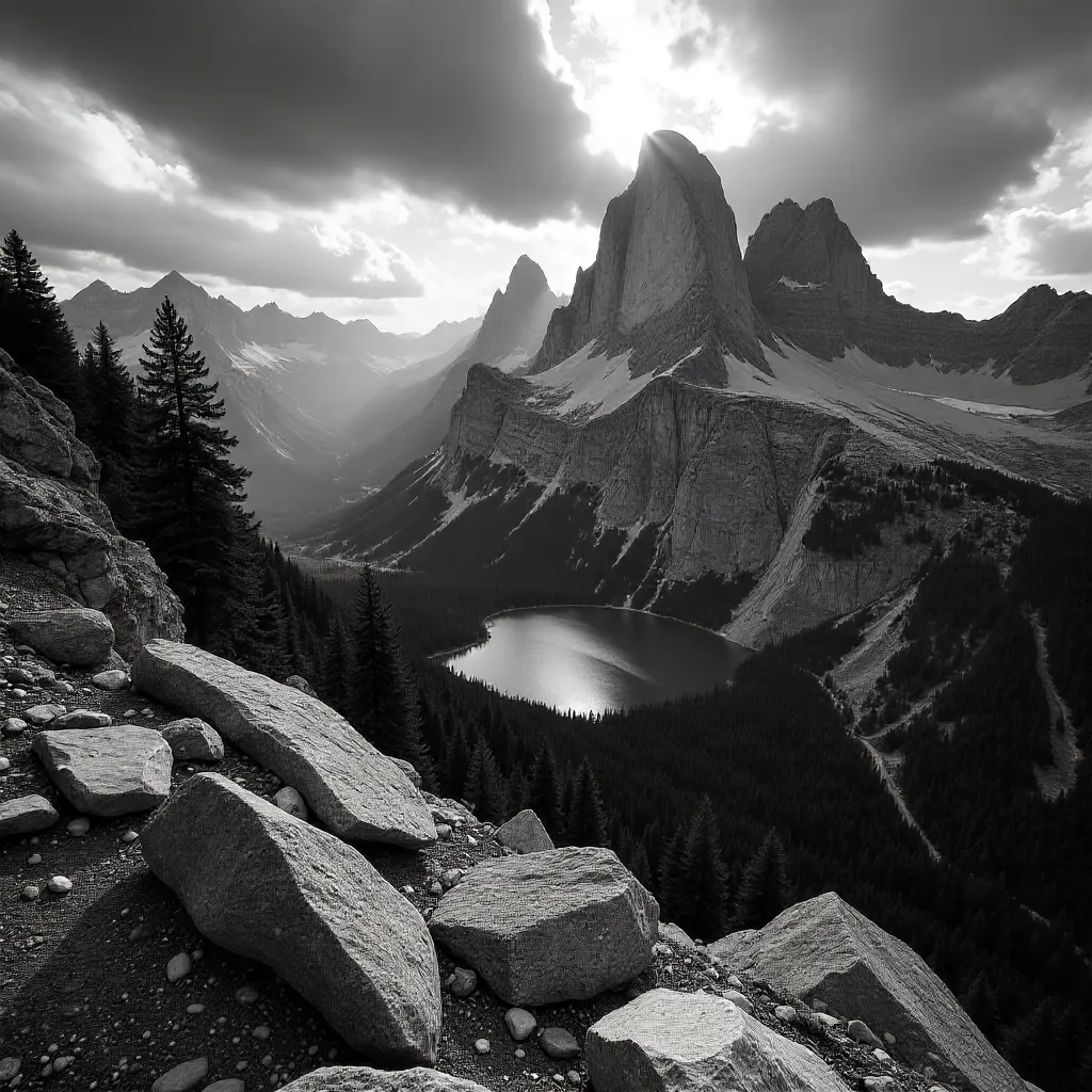 Monochrome Dolomites: Rugged Peaks in Black and White