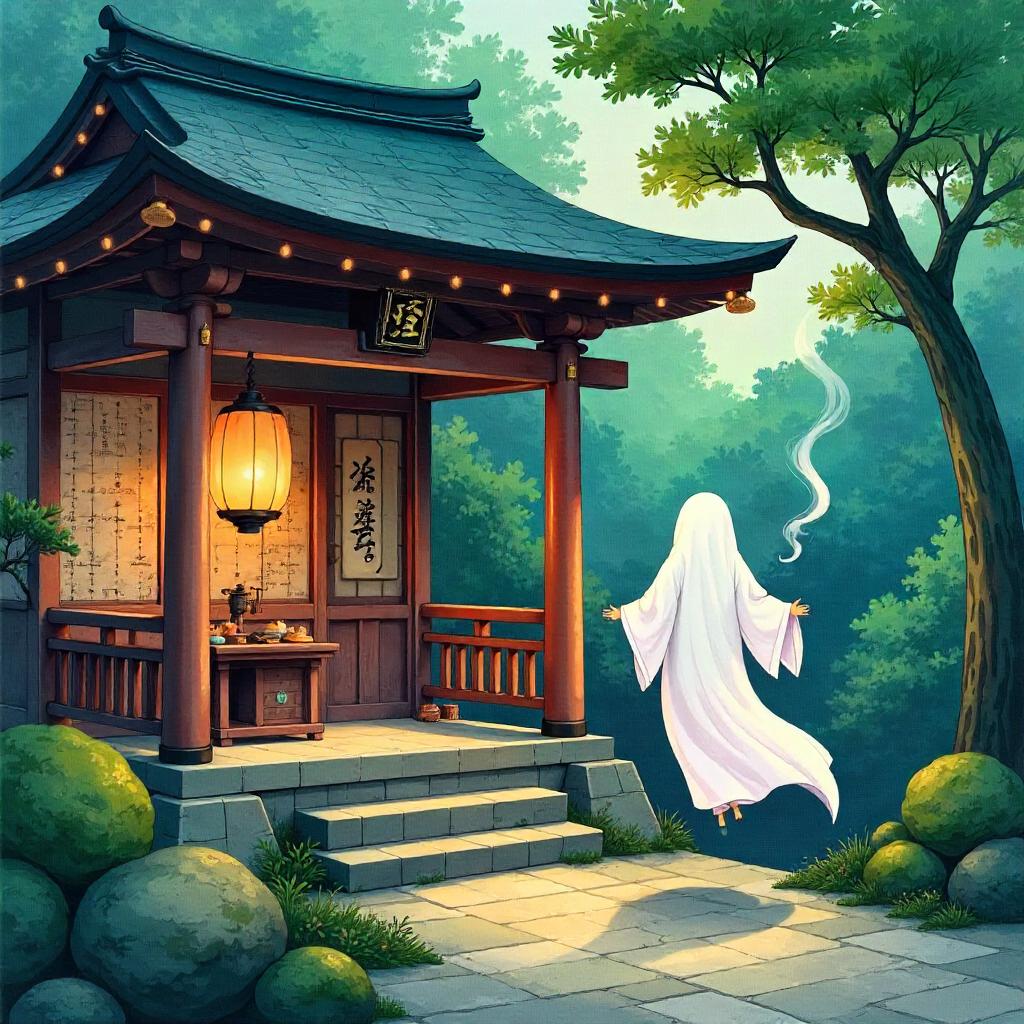 Whispering Ghost in the Shrine: Watercolor Dream