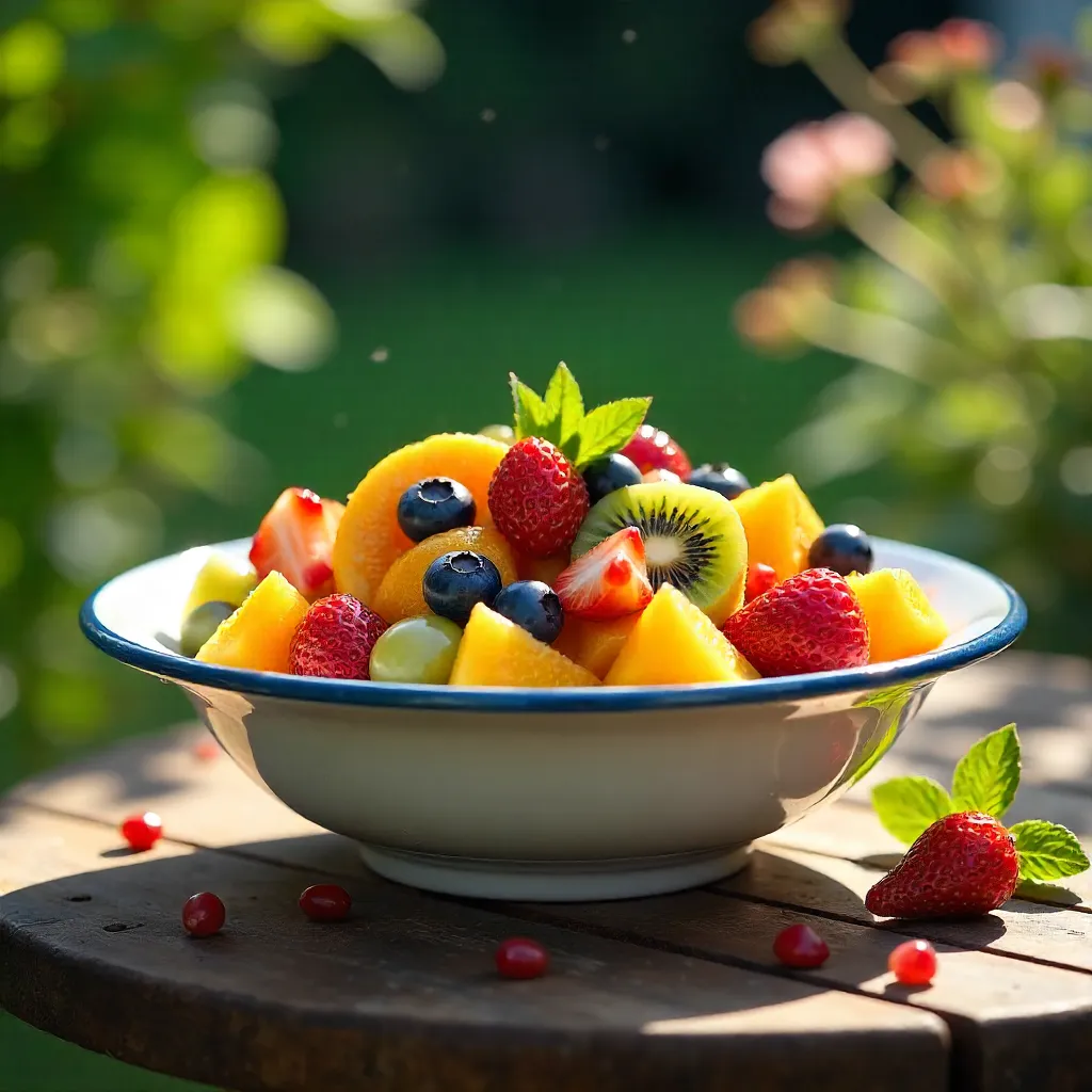 Garden Fresh Fruit Salad in Ceramic Dish