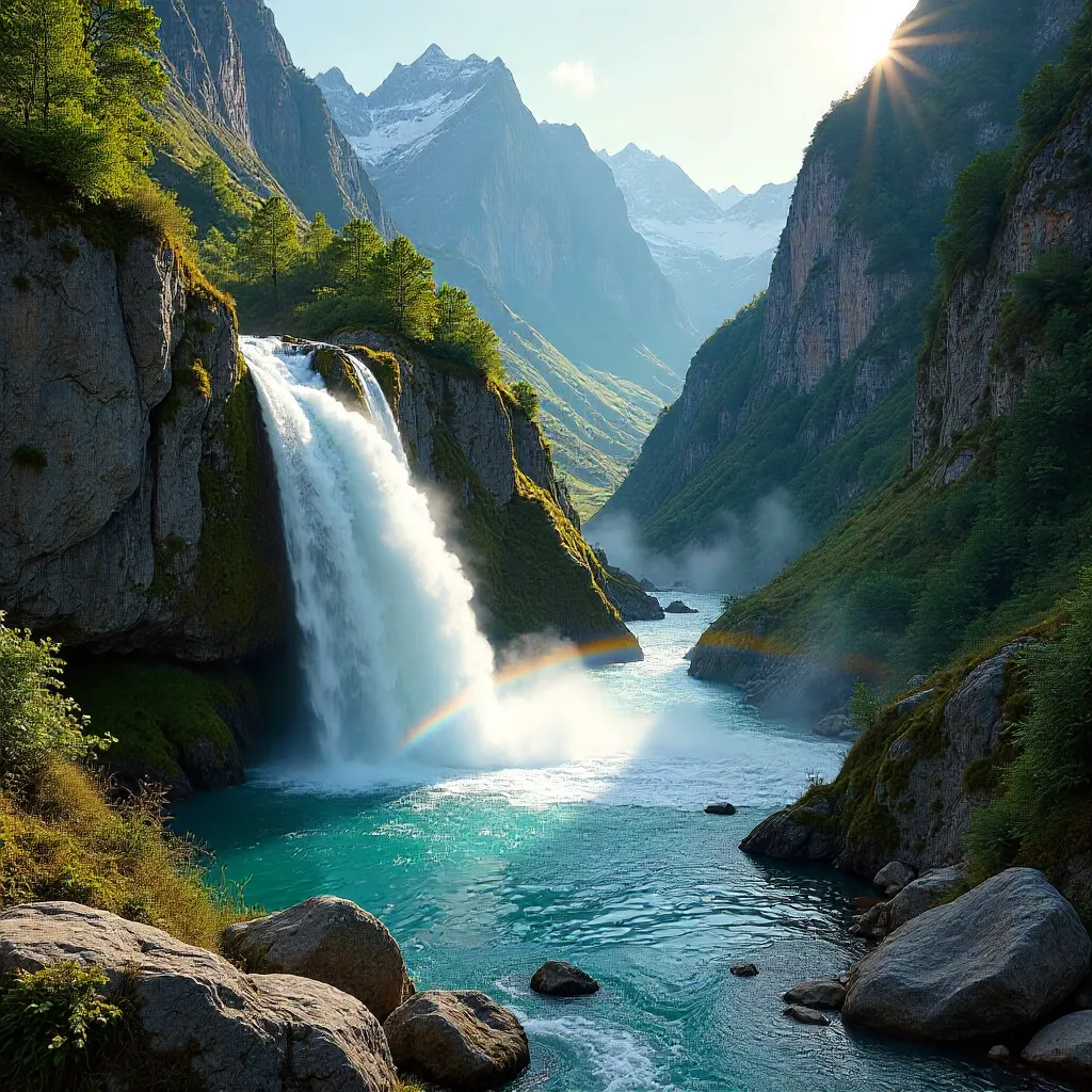 Turquoise Waterfall in Kaprun Gorge, Austria