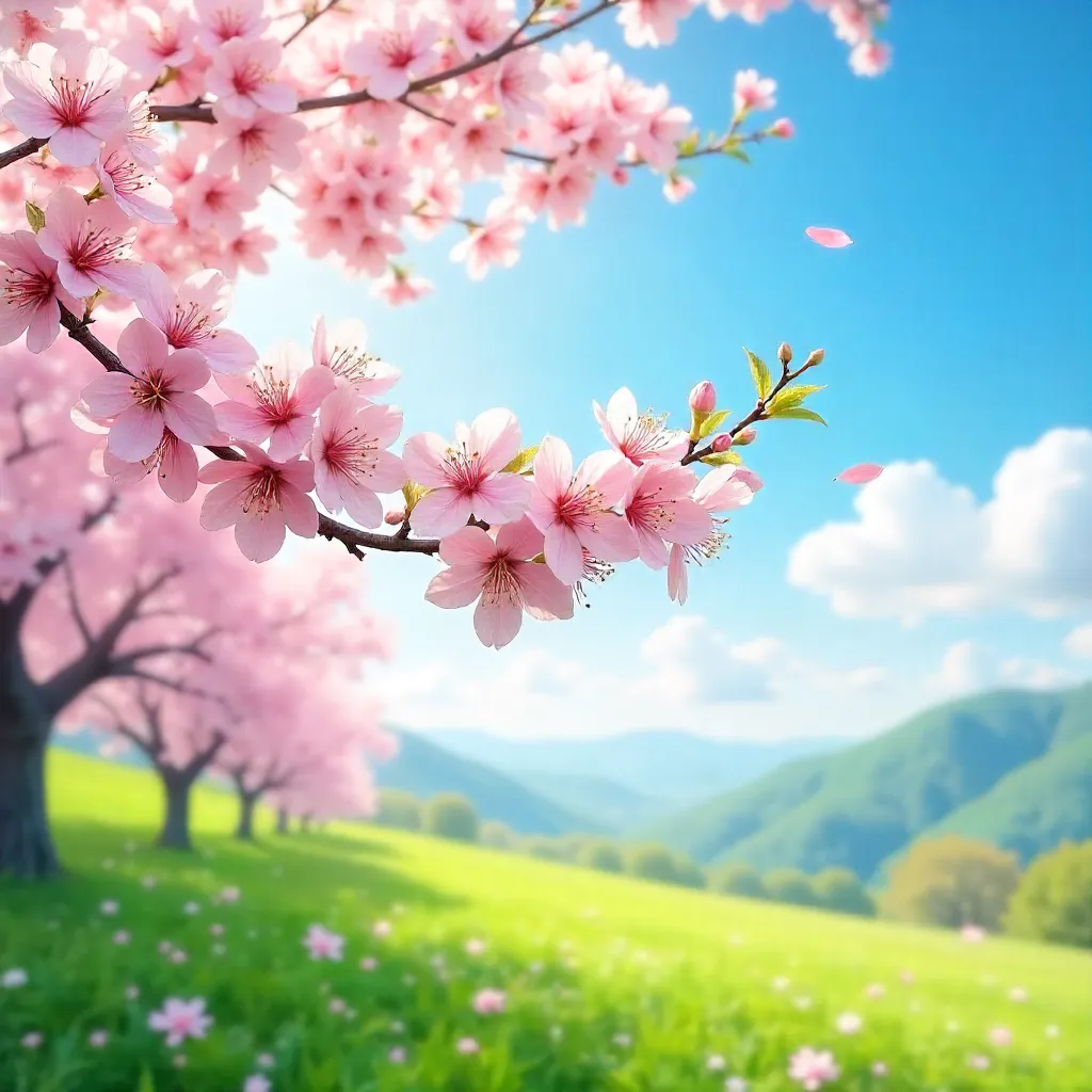 Cherry Blossoms Under a Bright Spring Sky