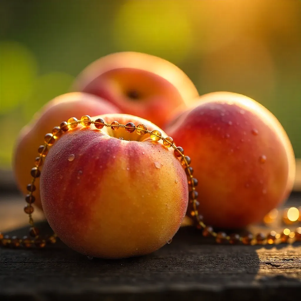 Sunlit Apricots with Beaded Necklace Close-Up