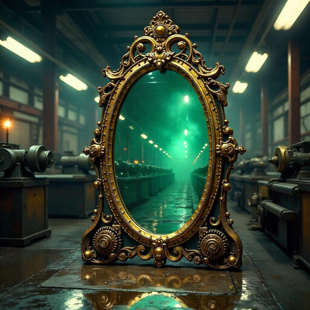 Magic Mirror Illuminating a Gear Factory