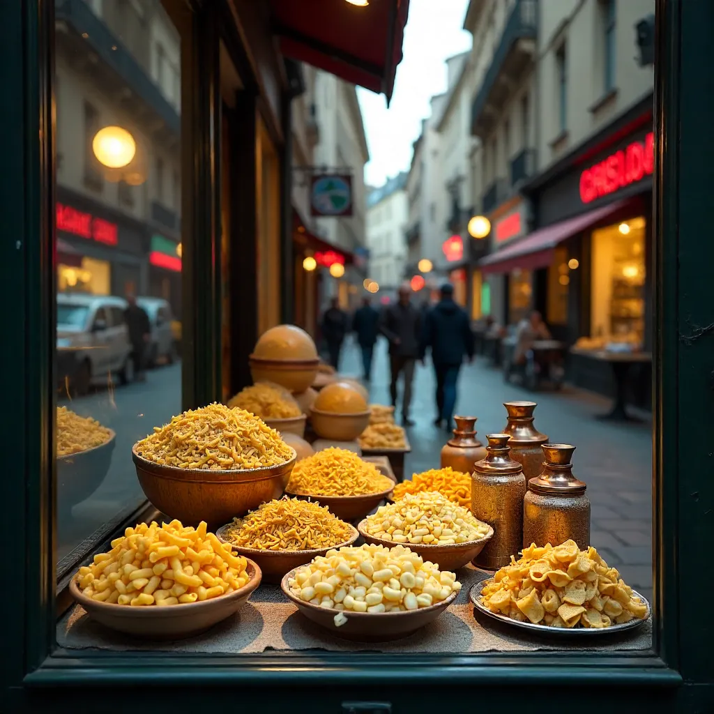 Urban Pasta Window Display: City Reflections