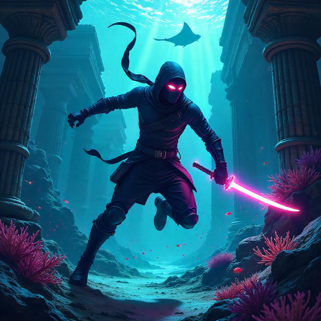 Underwater Neon Ninja: Digital Art Dive