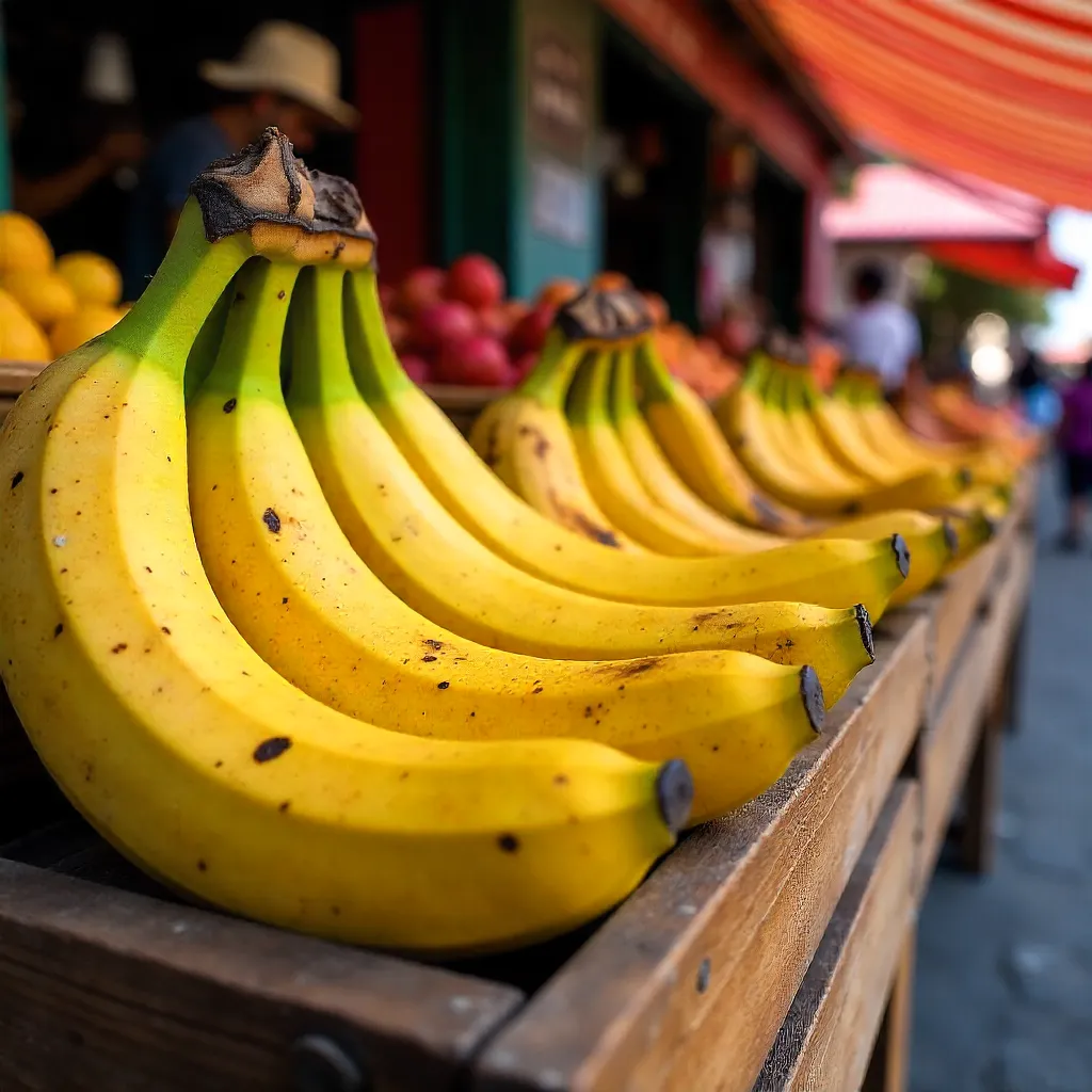 Banana Bounty at a Colorful Market Stall