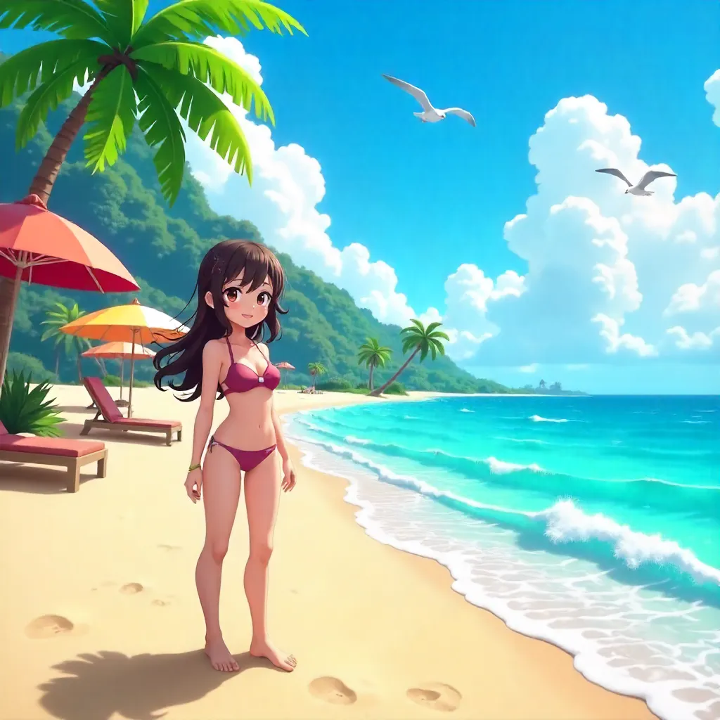 Anime Beach Adventure: Game-Ready Oceanfront