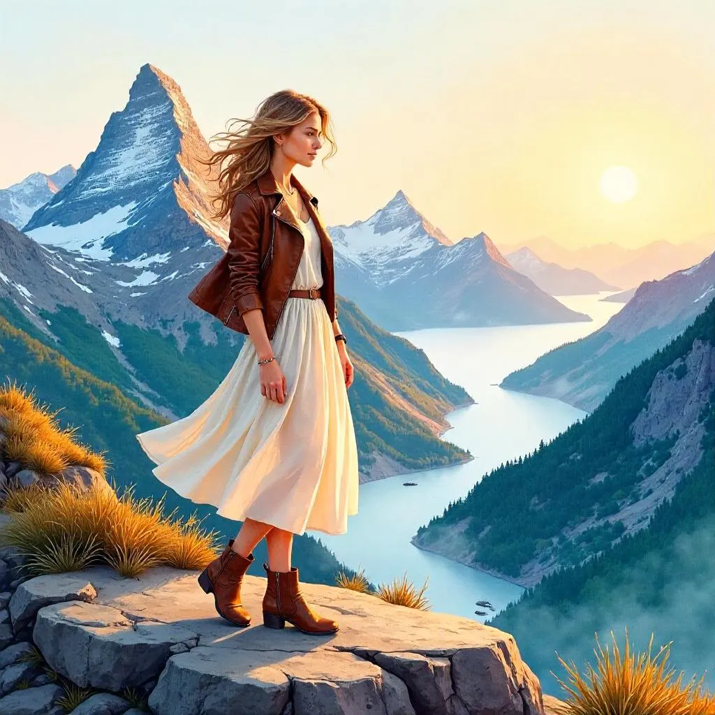 Watercolor Alpine Style: A Stylish White Girl in the Mountains