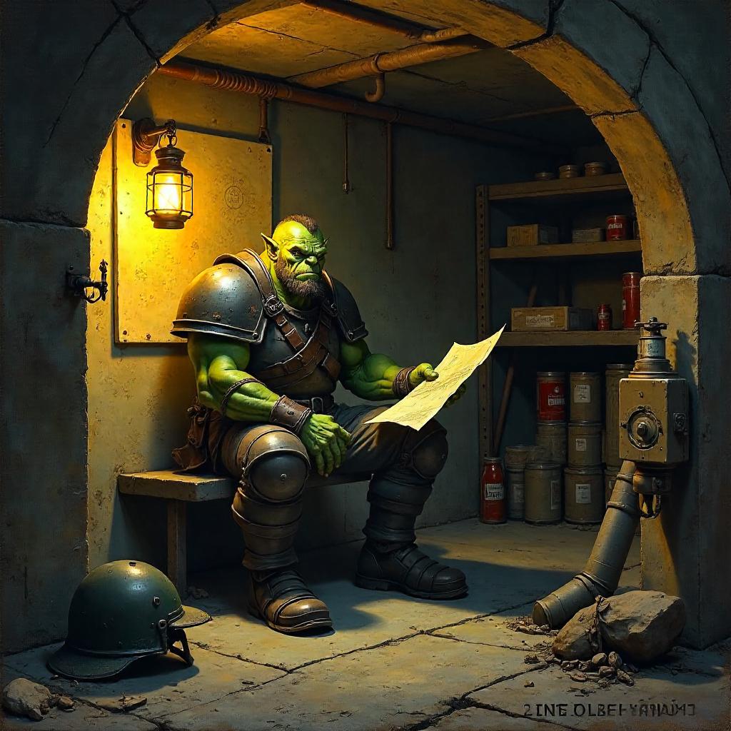 Orc in a Bomb Shelter: An Oil Painting