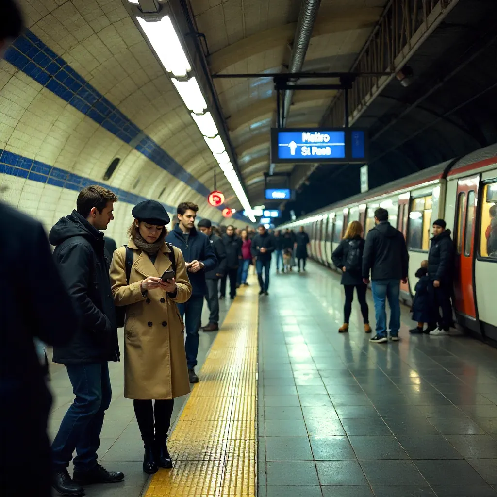 Rush Hour in a Paris Metro Station