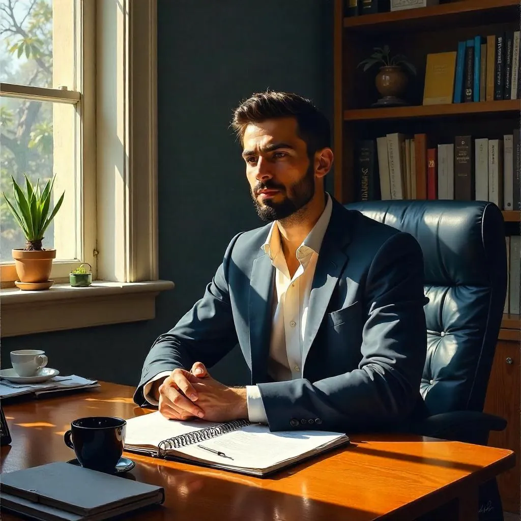 Oil Portrait of a Young Middle Eastern Office Professional