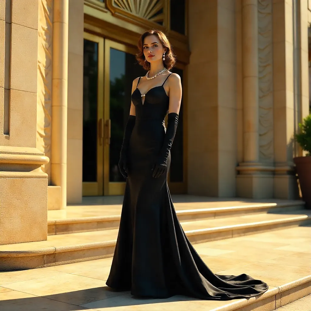 Elegant Glove-Clad Woman in Art Deco Sunlight