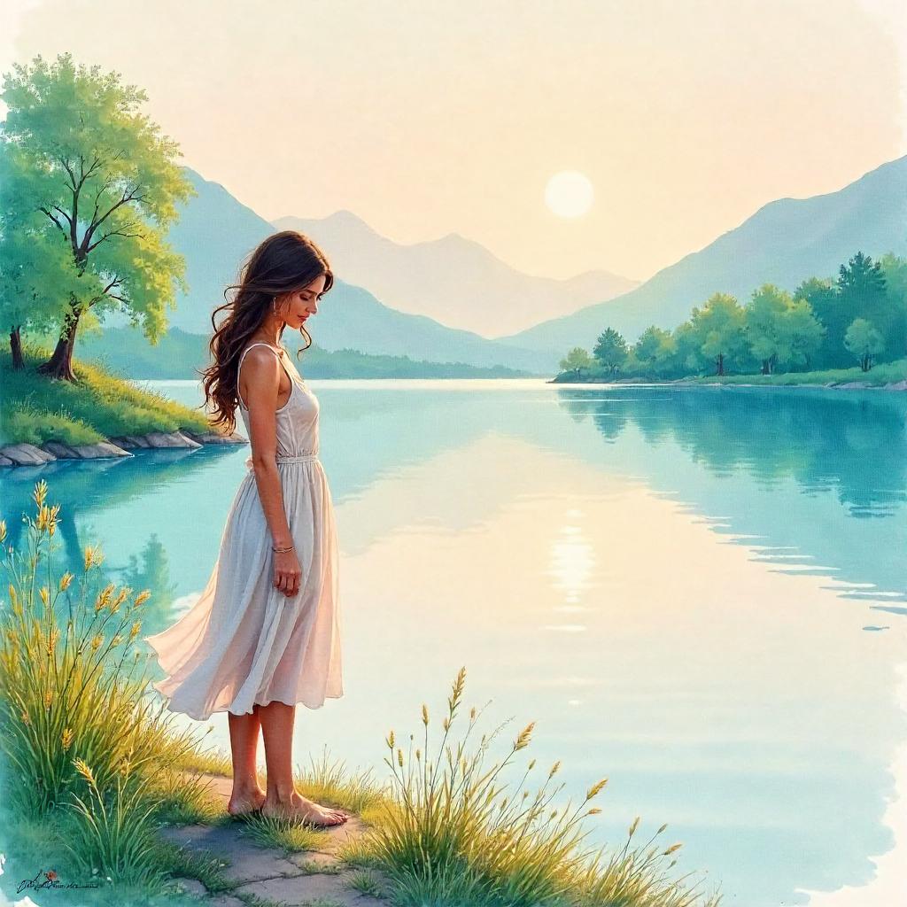 Watercolor Grace by the Lake