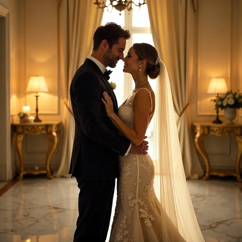 Soft Indoor Moment: Bride and Groom Reflections