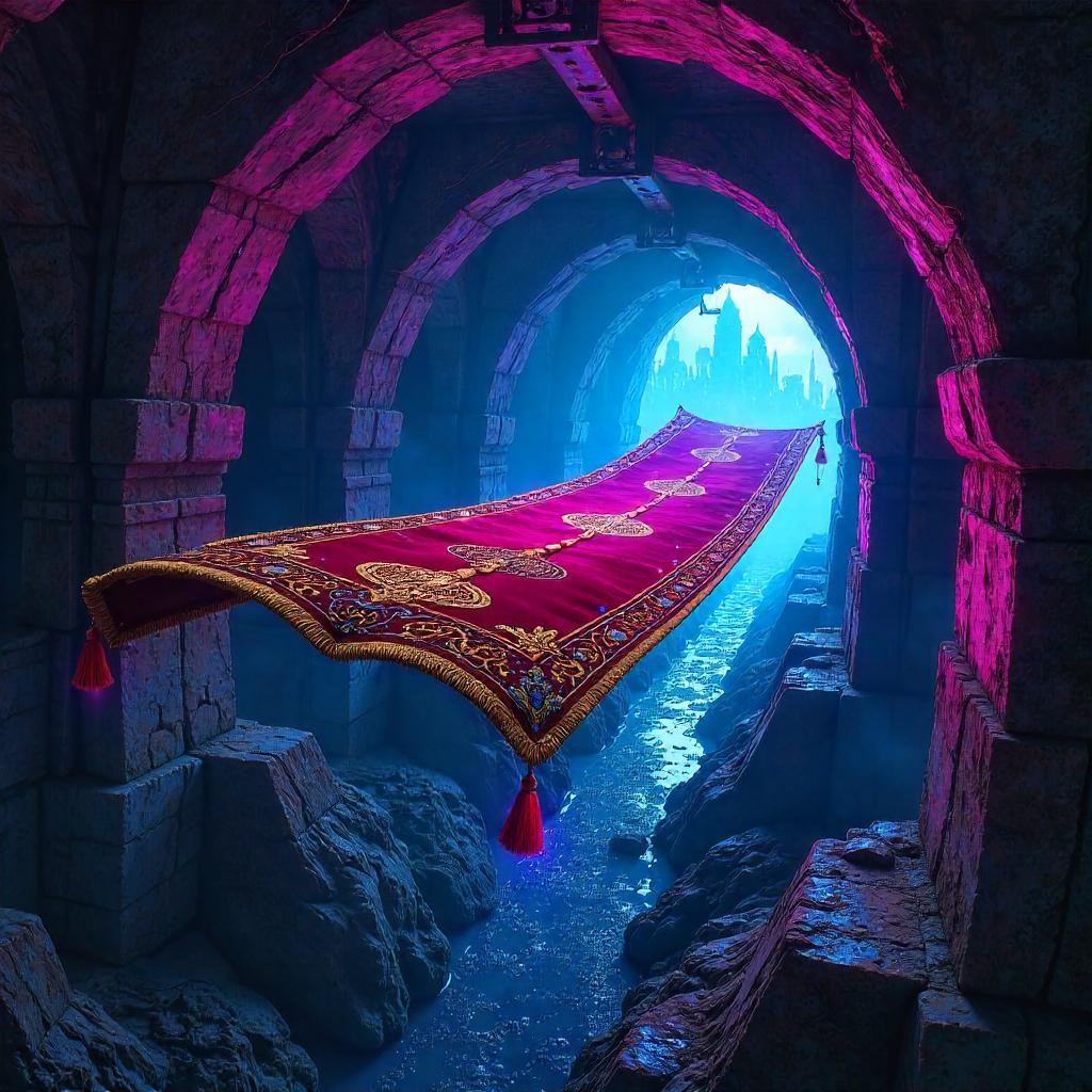 Magic Carpet Through Neon Underground Tunnels